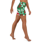Cute Two Pattern Christmas Yoga Shorts