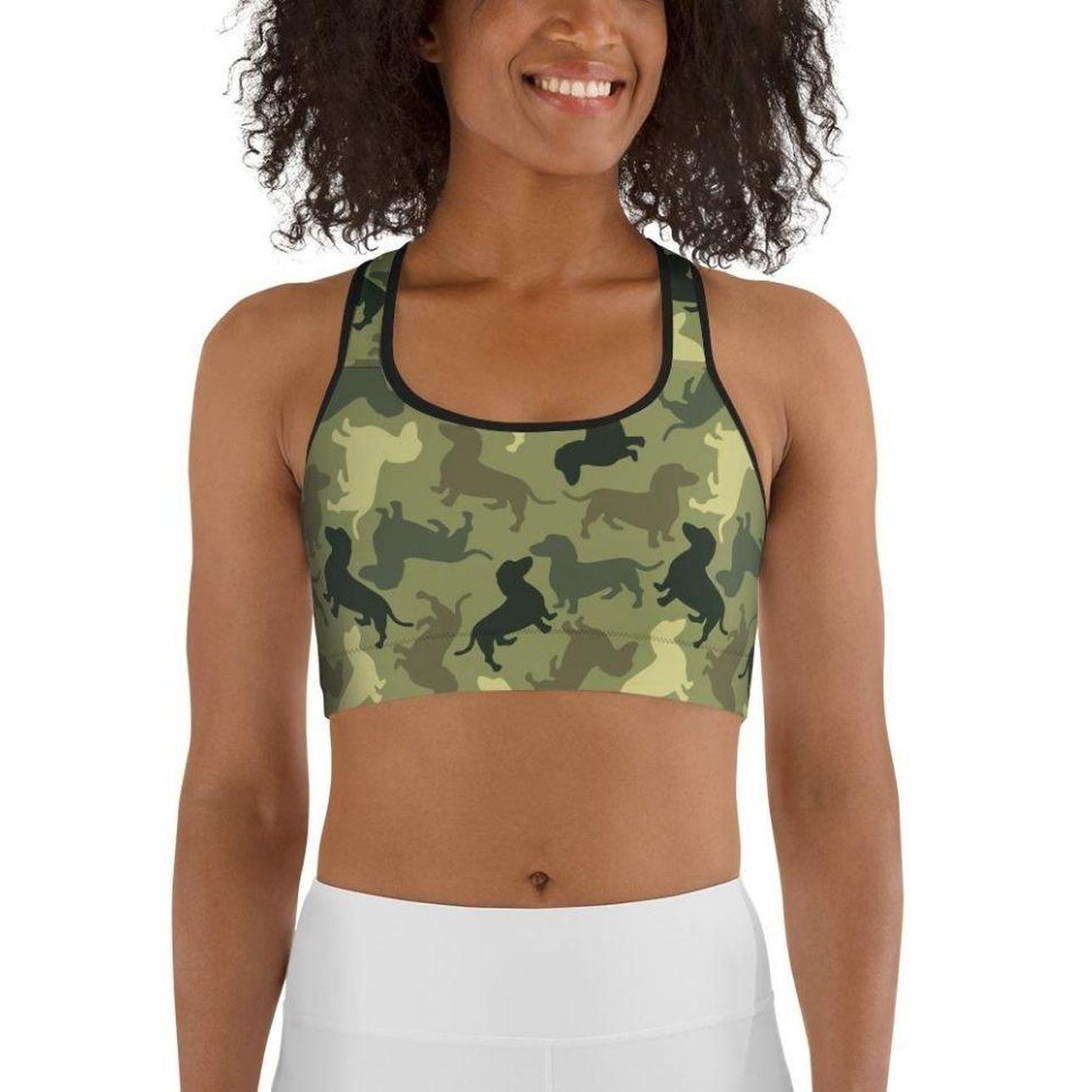 Dachshund Camo Sports Bra