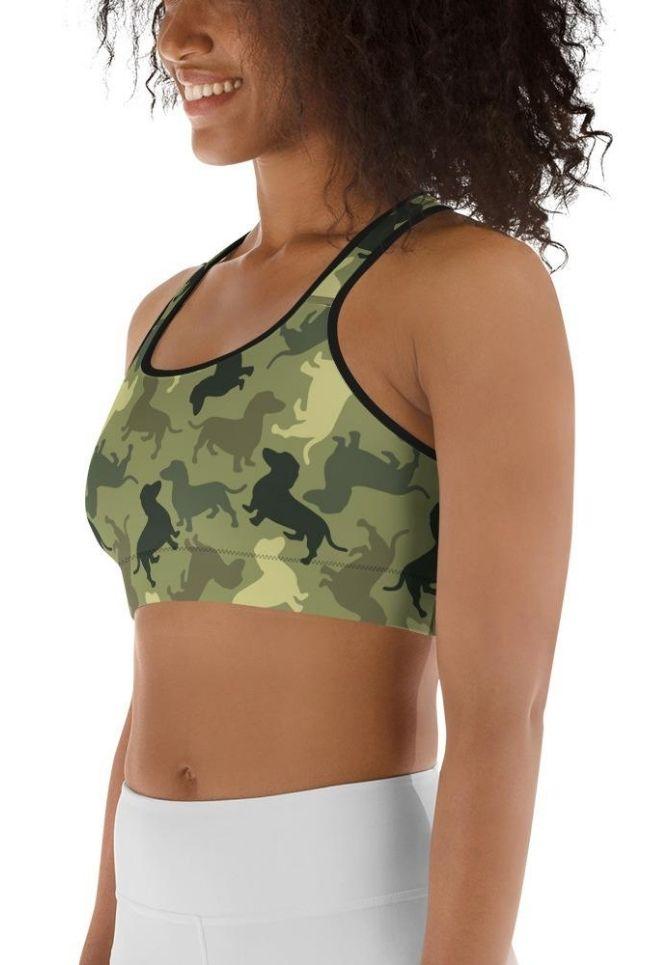 Dachshund Camo Sports Bra