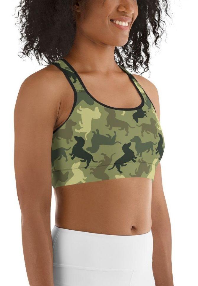 Dachshund Camo Sports Bra