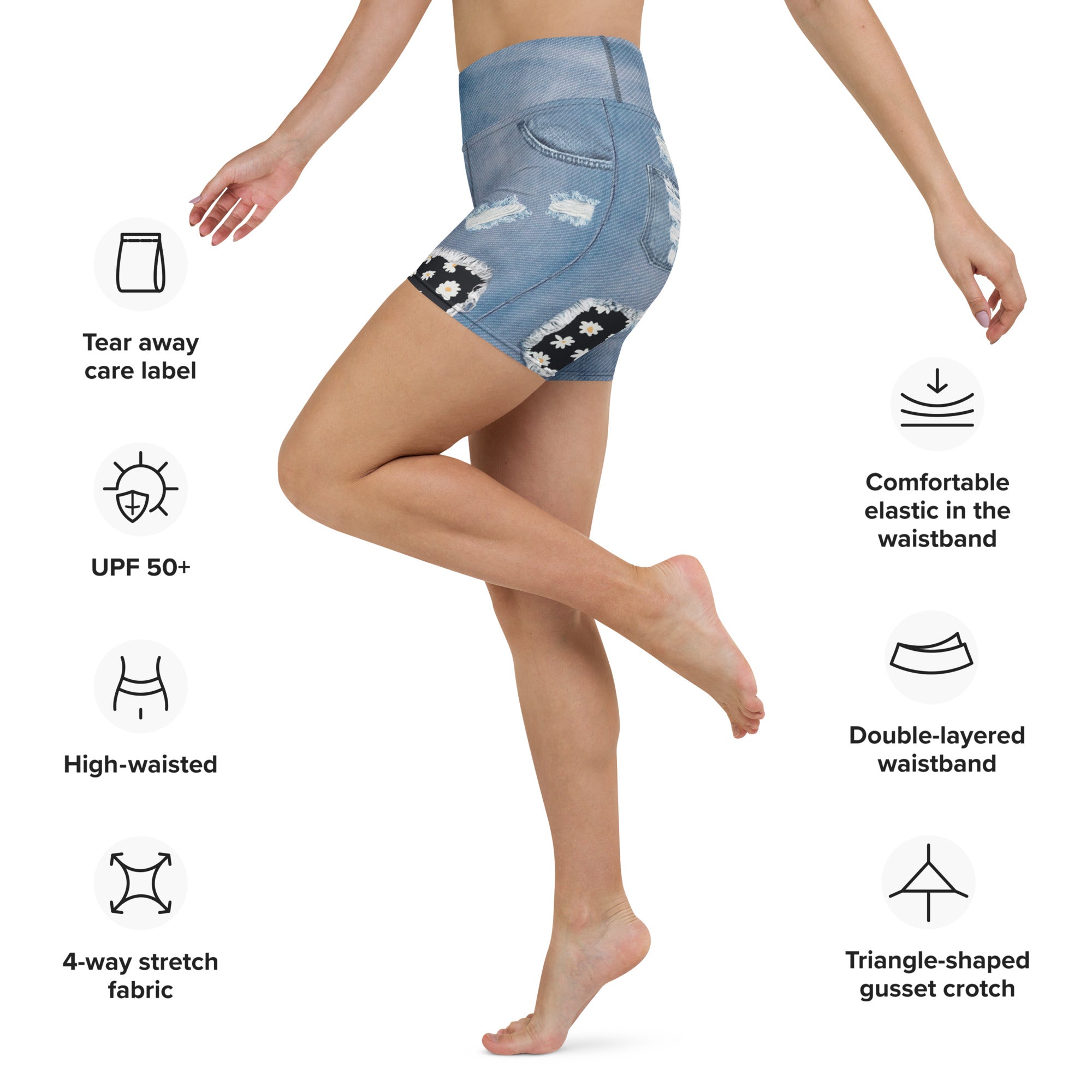 Daisy Denim Yoga Shorts