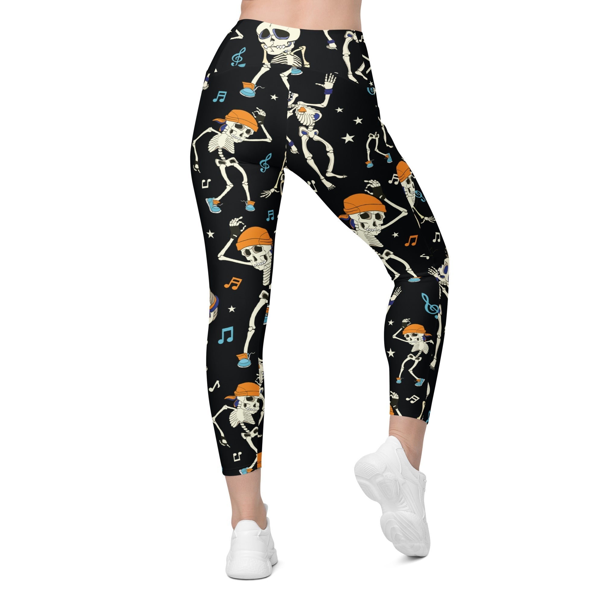 Dancing Skeletons Crossover Leggings With Pockets
