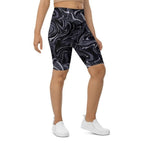 Dark Monochrome Marble Biker Shorts