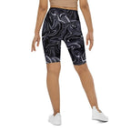 Dark Monochrome Marble Biker Shorts