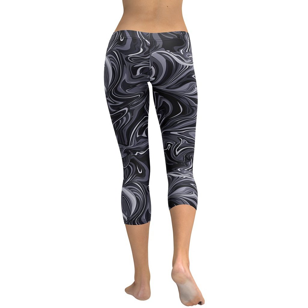 Dark Monochrome Marble Capris