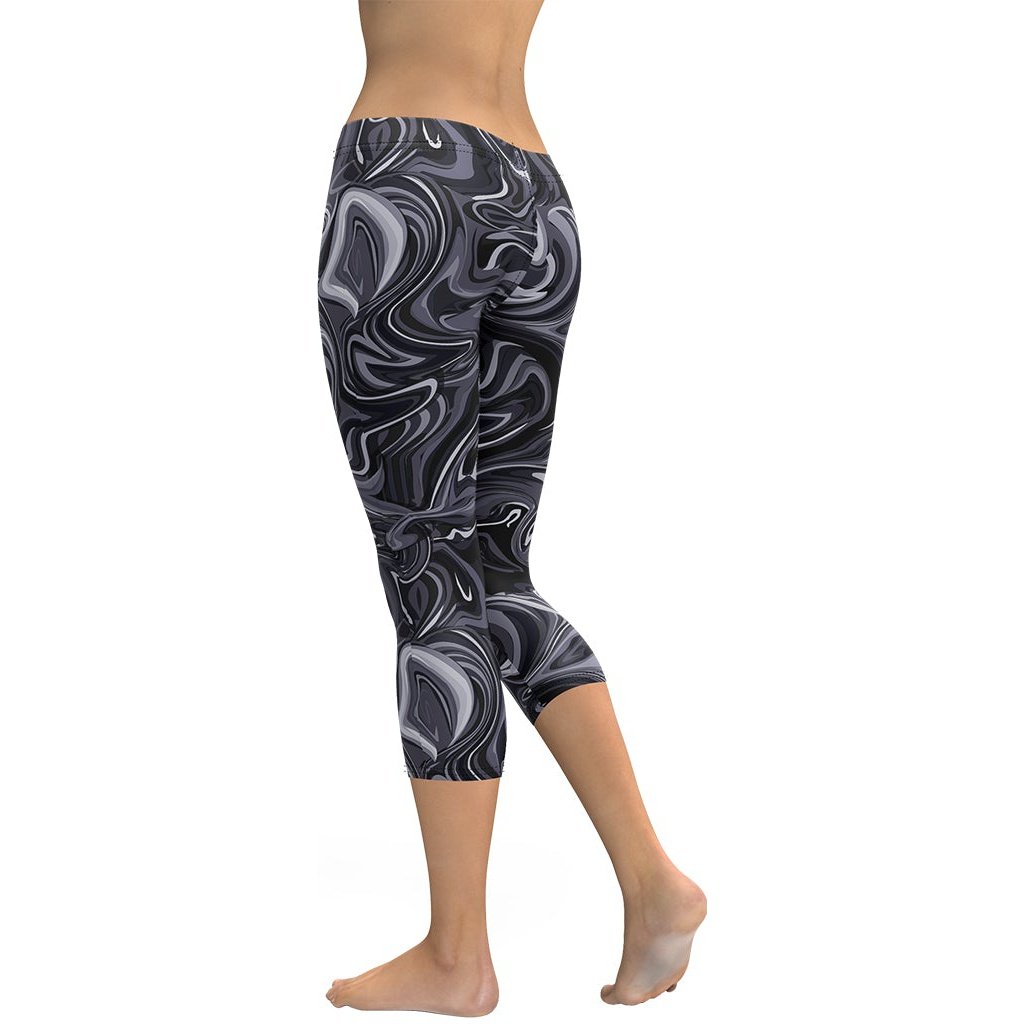 Dark Monochrome Marble Capris