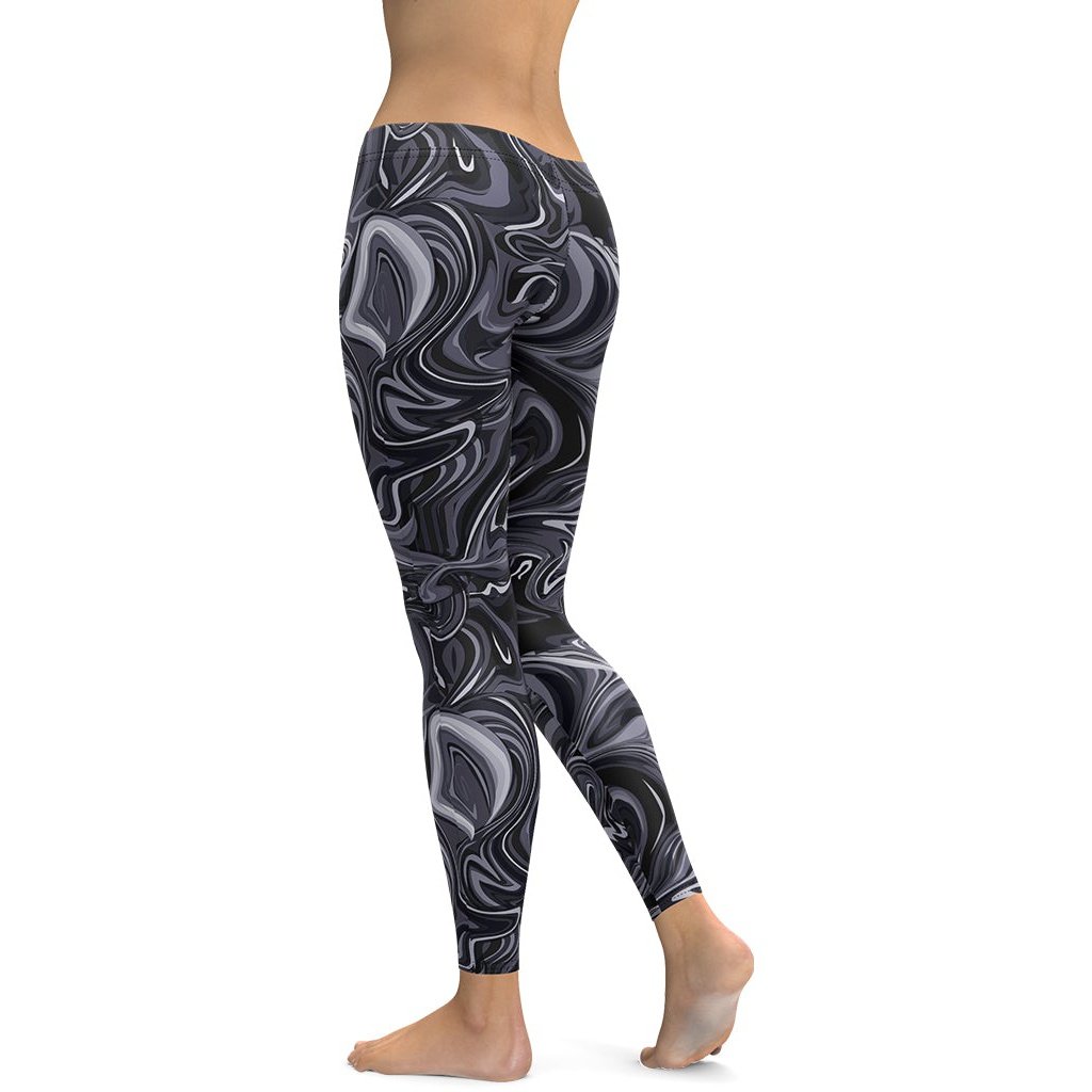 Dark Monochrome Marble Leggings