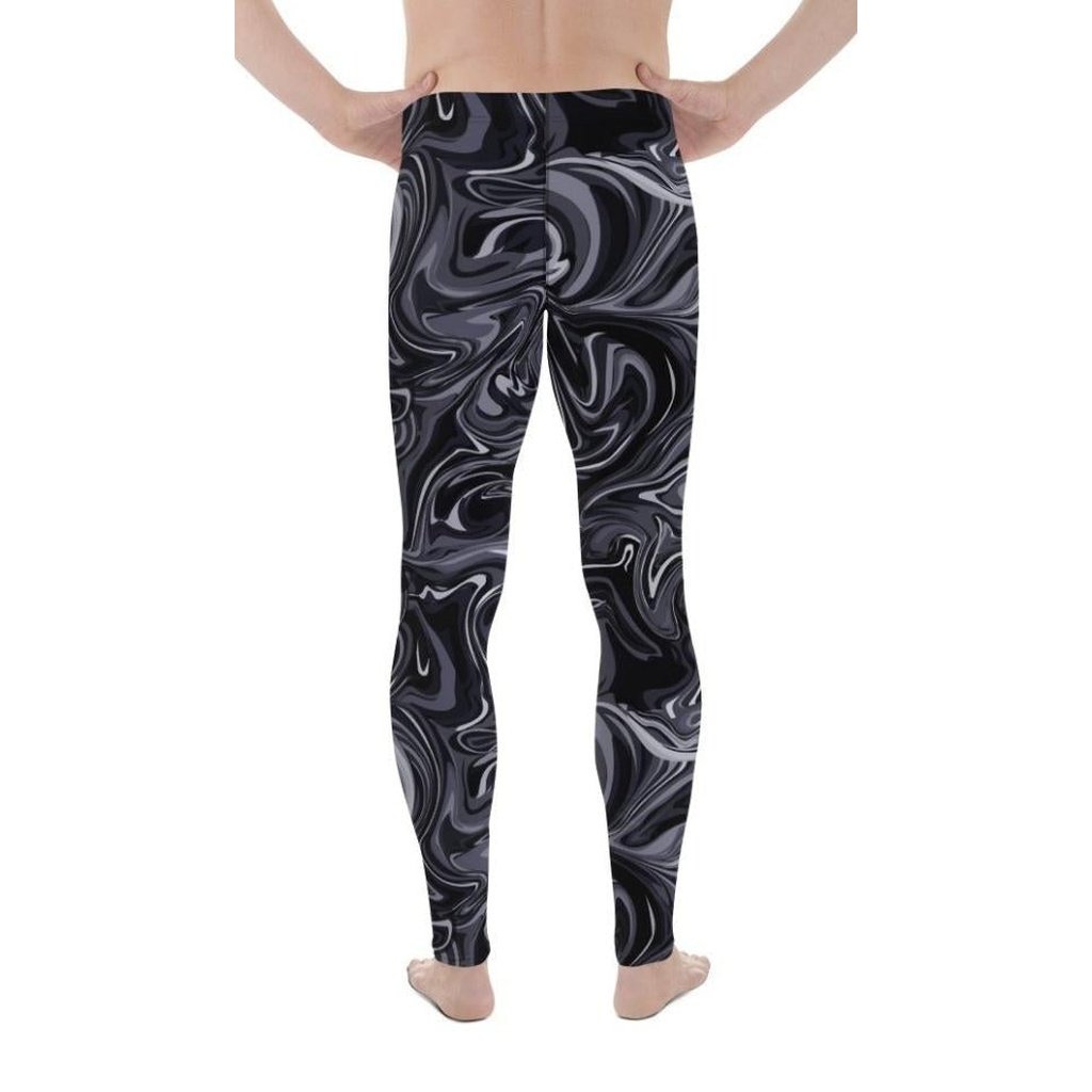 Dark Monochrome Marble Men's Leggings