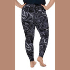 Dark Monochrome Marble Plus Size Leggings