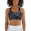 Dark Monochrome Marble Sports Bra