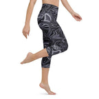 Dark Monochrome Marble Yoga Capris