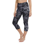 Dark Monochrome Marble Yoga Capris