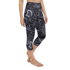 Dark Monochrome Marble Yoga Capris