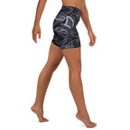 Dark Monochrome Marble Yoga Shorts
