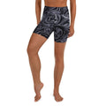 Dark Monochrome Marble Yoga Shorts