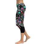 Day of the Dead Cat Print Capris
