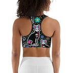 Day of the Dead Cat Print Sports Bra