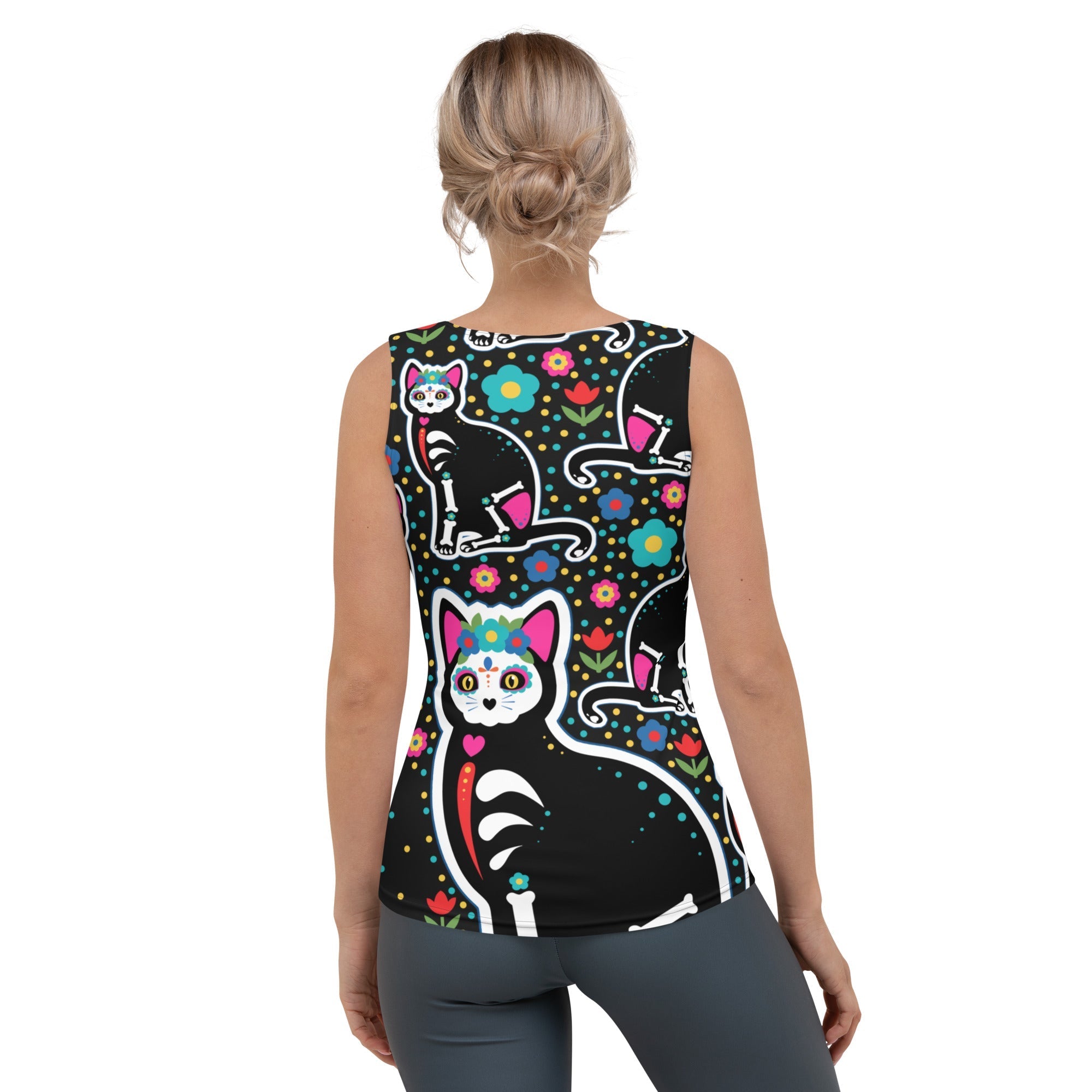 Day of the Dead Cat Print Tank Top