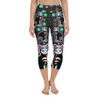 Day of the Dead Cat Print Yoga Capris