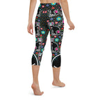 Day of the Dead Cat Print Yoga Capris