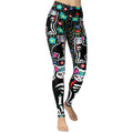 Day of the Dead Cat Print Yoga Leggings