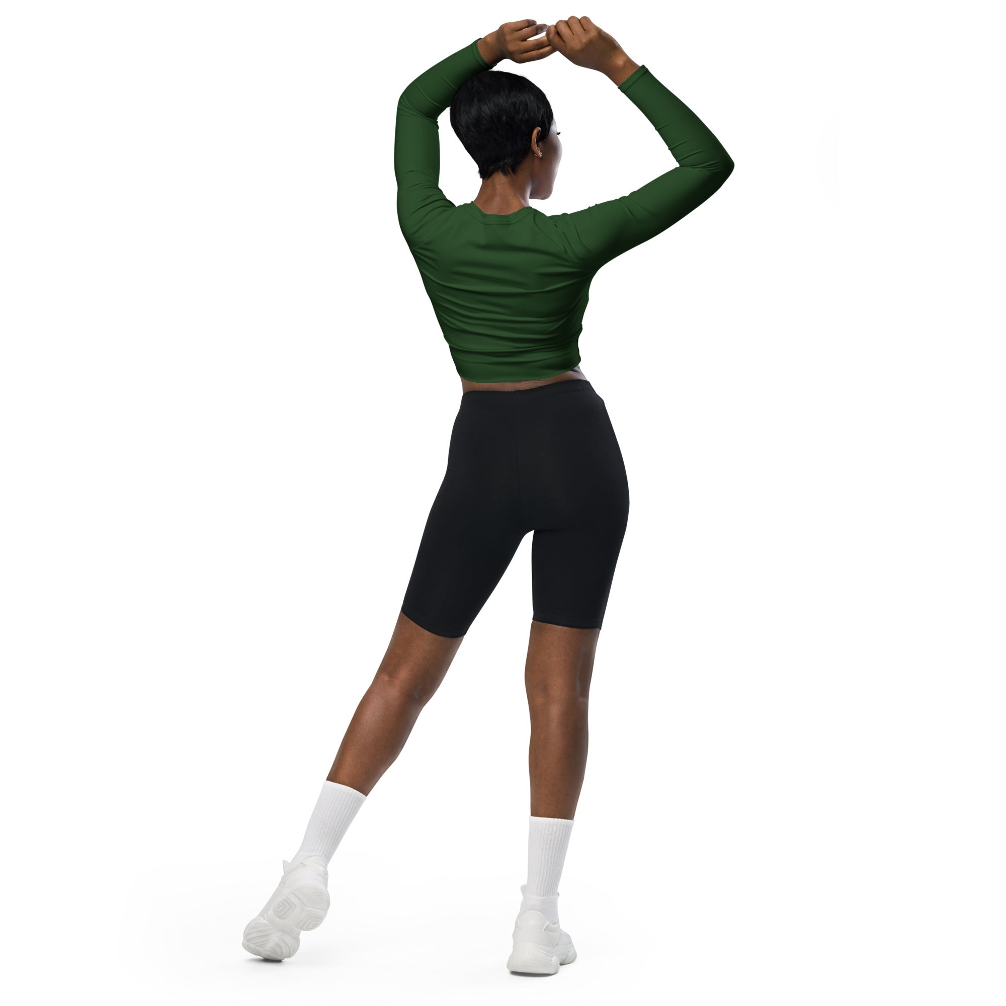 Deep Forest Green Recycled Long-sleeve Crop Top