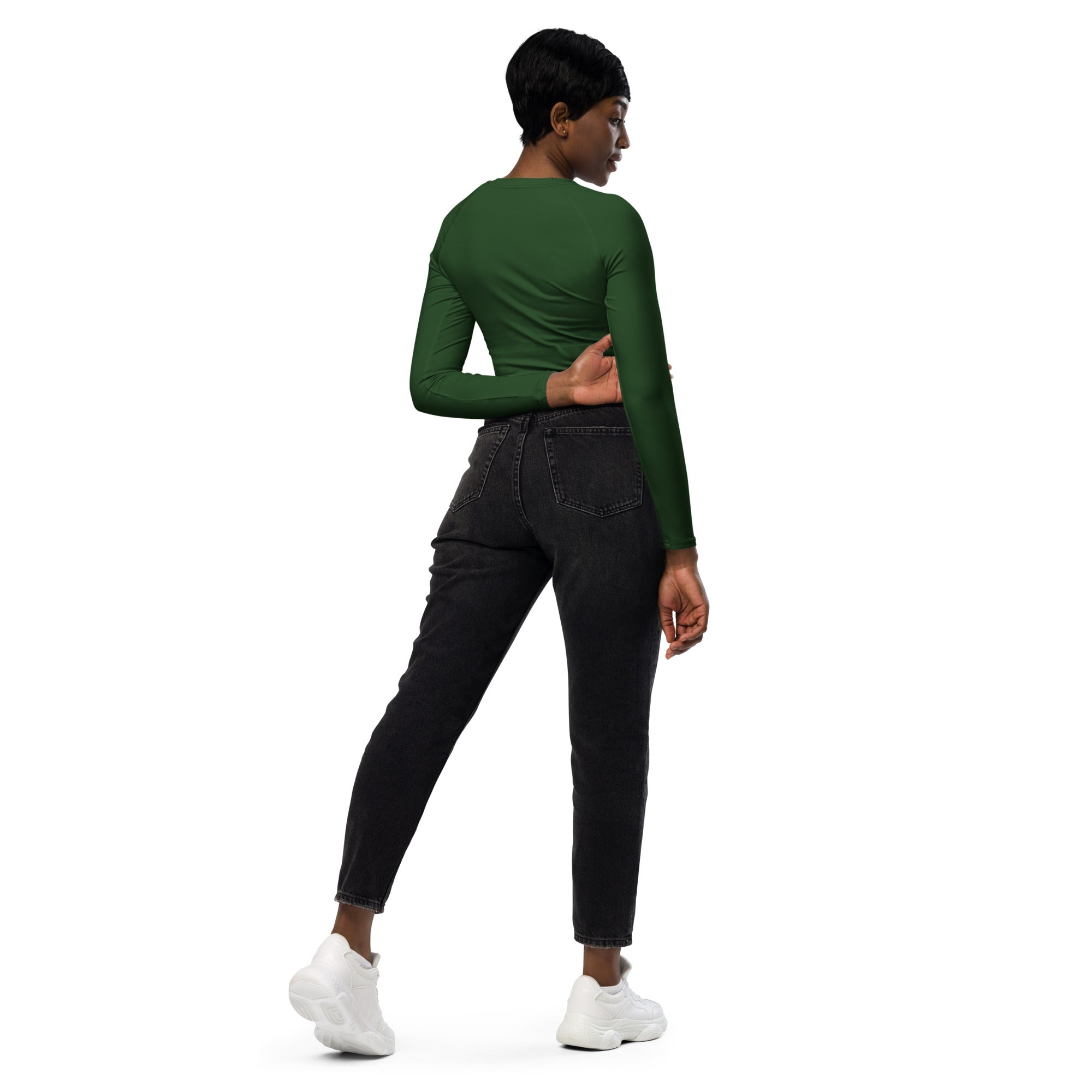Deep Forest Green Recycled Long-sleeve Crop Top