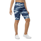 Denim Camo Print Biker Shorts