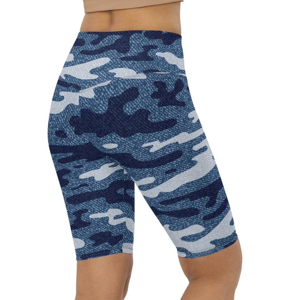 Denim Camo Print Biker Shorts