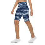 Denim Camo Print Biker Shorts