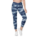 Denim Camo Print Crossover Leggings With Pockets