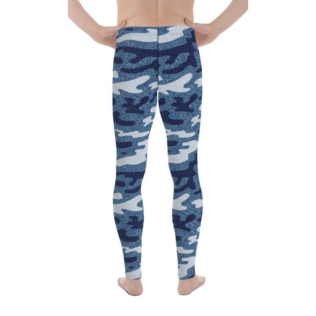 Denim Camo Print Men's Leggings