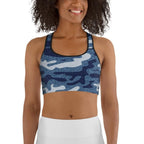 Denim Camo Print Sports Bra