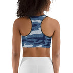 Denim Camo Print Sports Bra