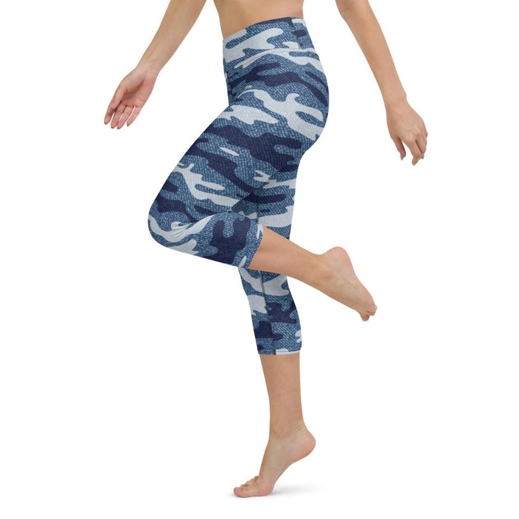 Denim Camo Print Yoga Capris