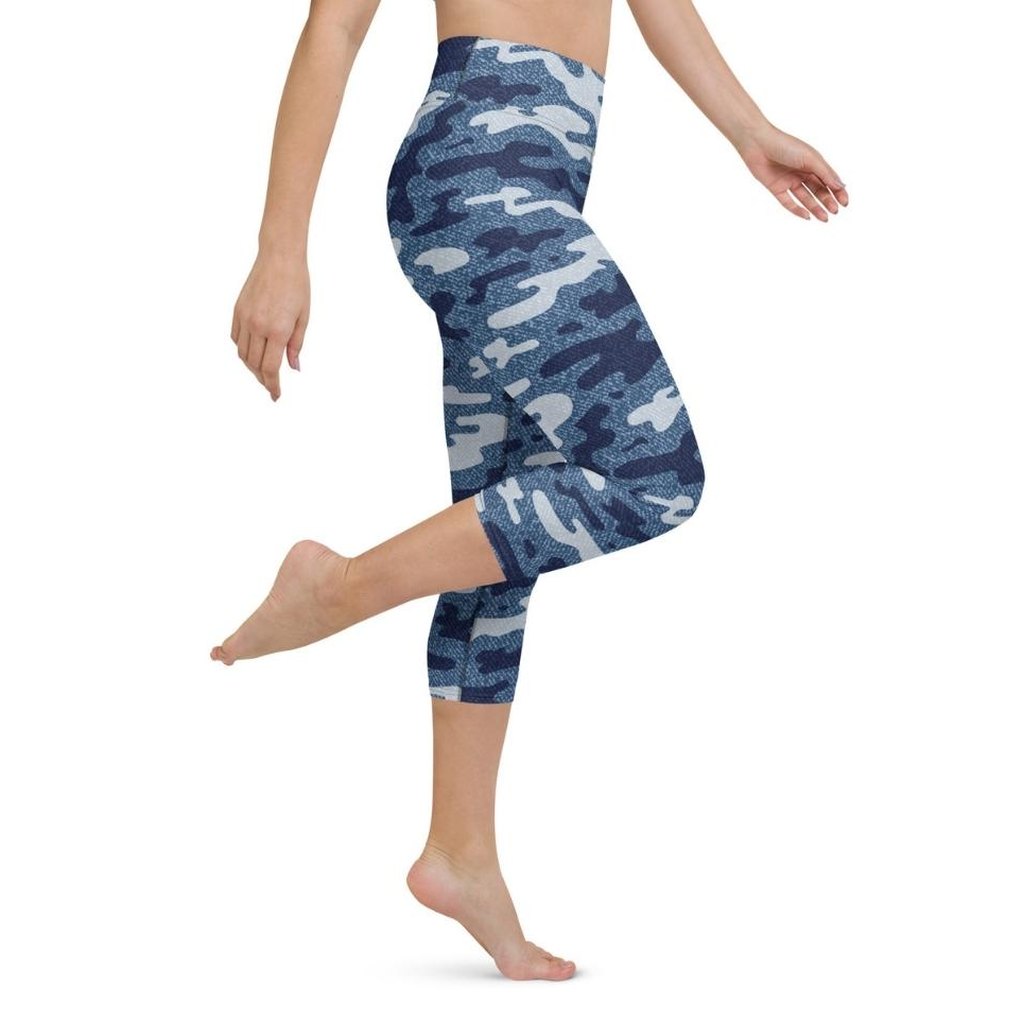 Denim Camo Print Yoga Capris