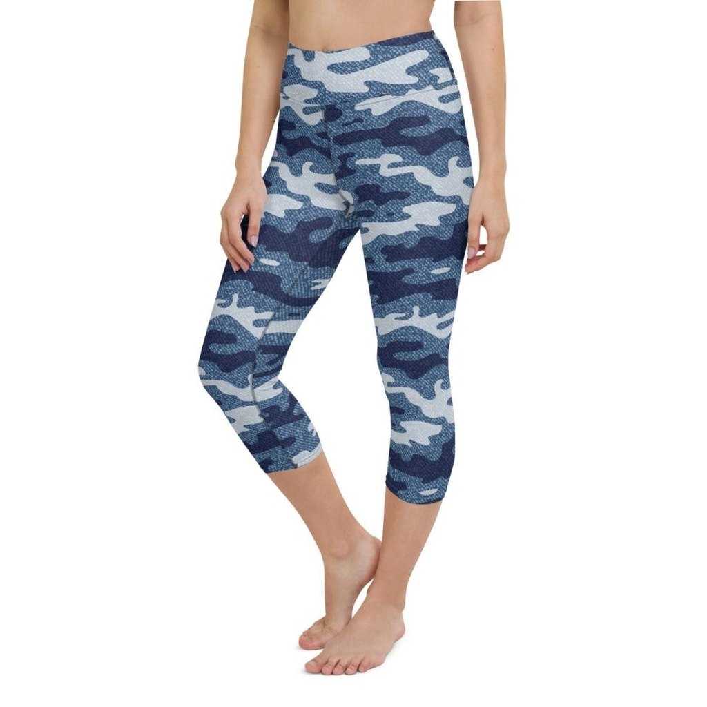 Denim Camo Print Yoga Capris
