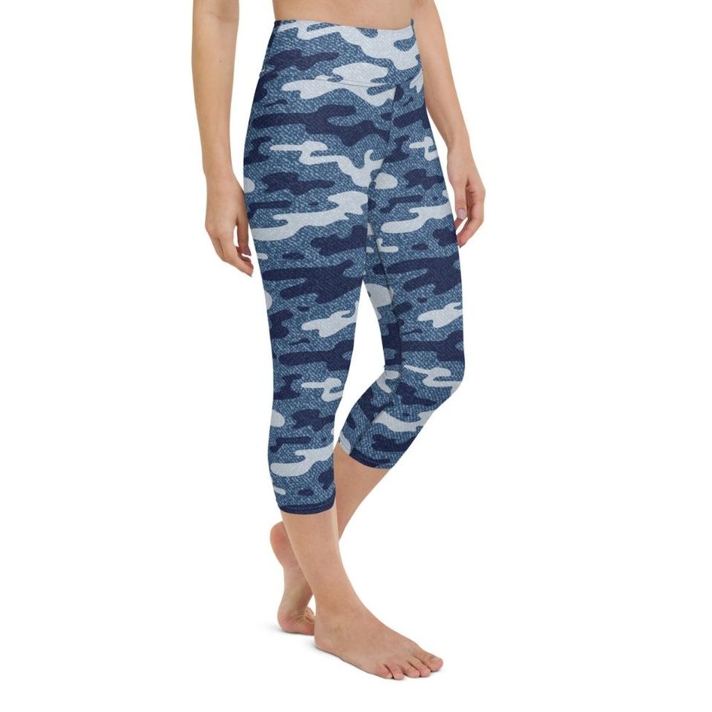 Denim Camo Print Yoga Capris