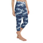 Denim Camo Print Yoga Capris
