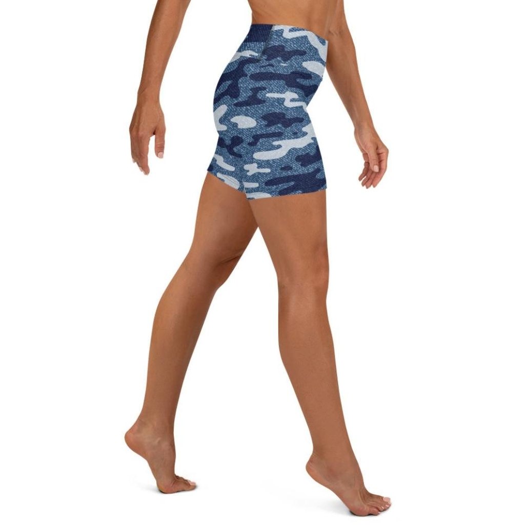 Denim Camo Print Yoga Shorts