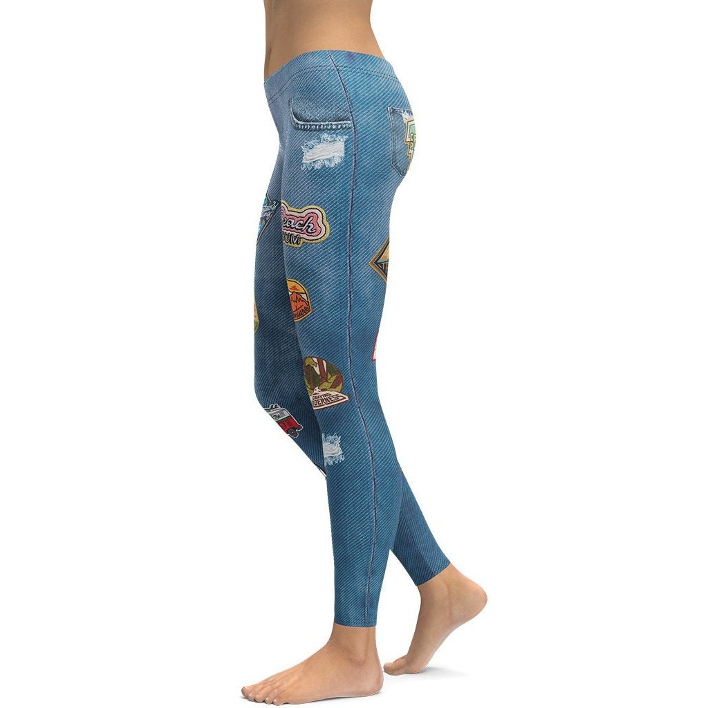 Denim Patch Leggings - FiercePulse - Premium Workout Leggings - Yoga Pants