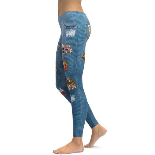 Denim Patch Leggings - FiercePulse - Premium Workout Leggings - Yoga Pants