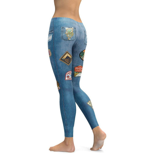 Denim Patch Leggings - FiercePulse - Premium Workout Leggings - Yoga Pants