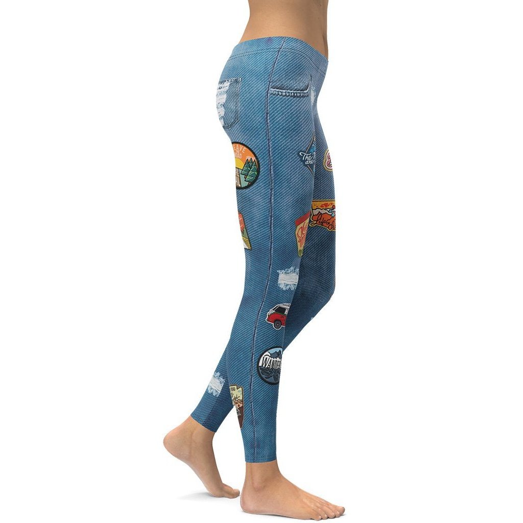 Denim Patch Leggings - FiercePulse - Premium Workout Leggings - Yoga Pants