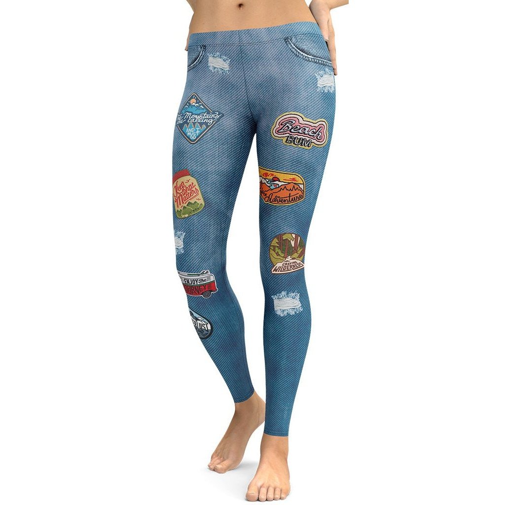 Denim Patch Leggings - FiercePulse - Premium Workout Leggings - Yoga Pants