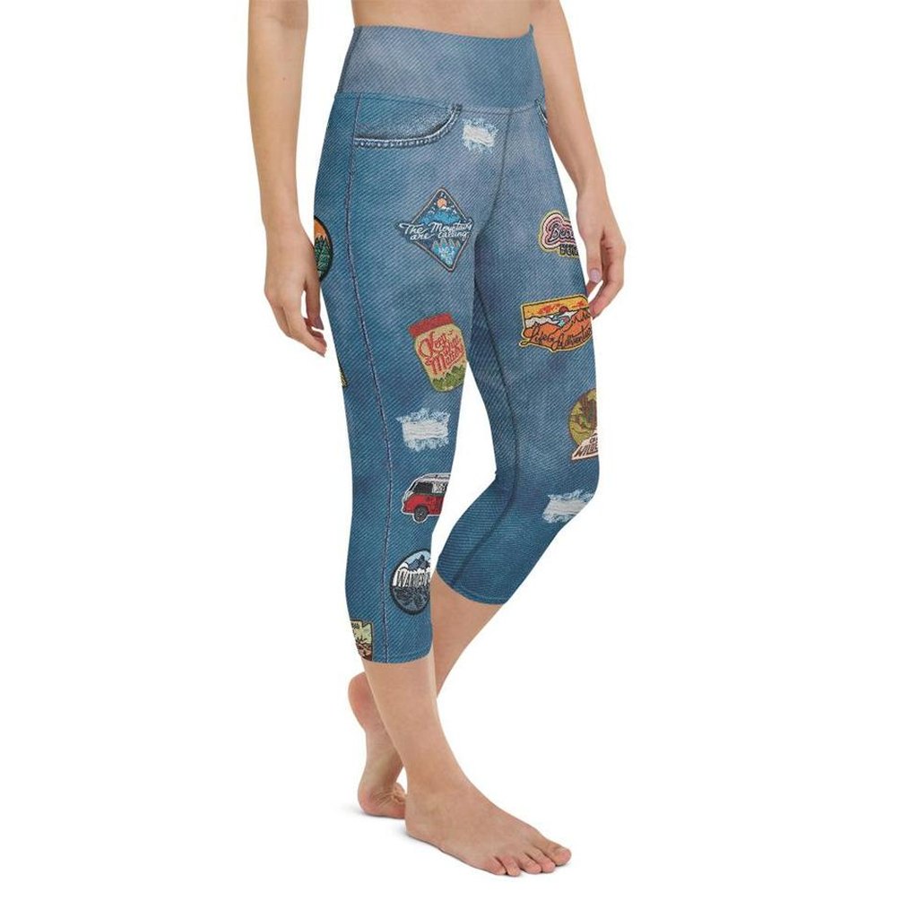 Denim Patch Yoga Capris