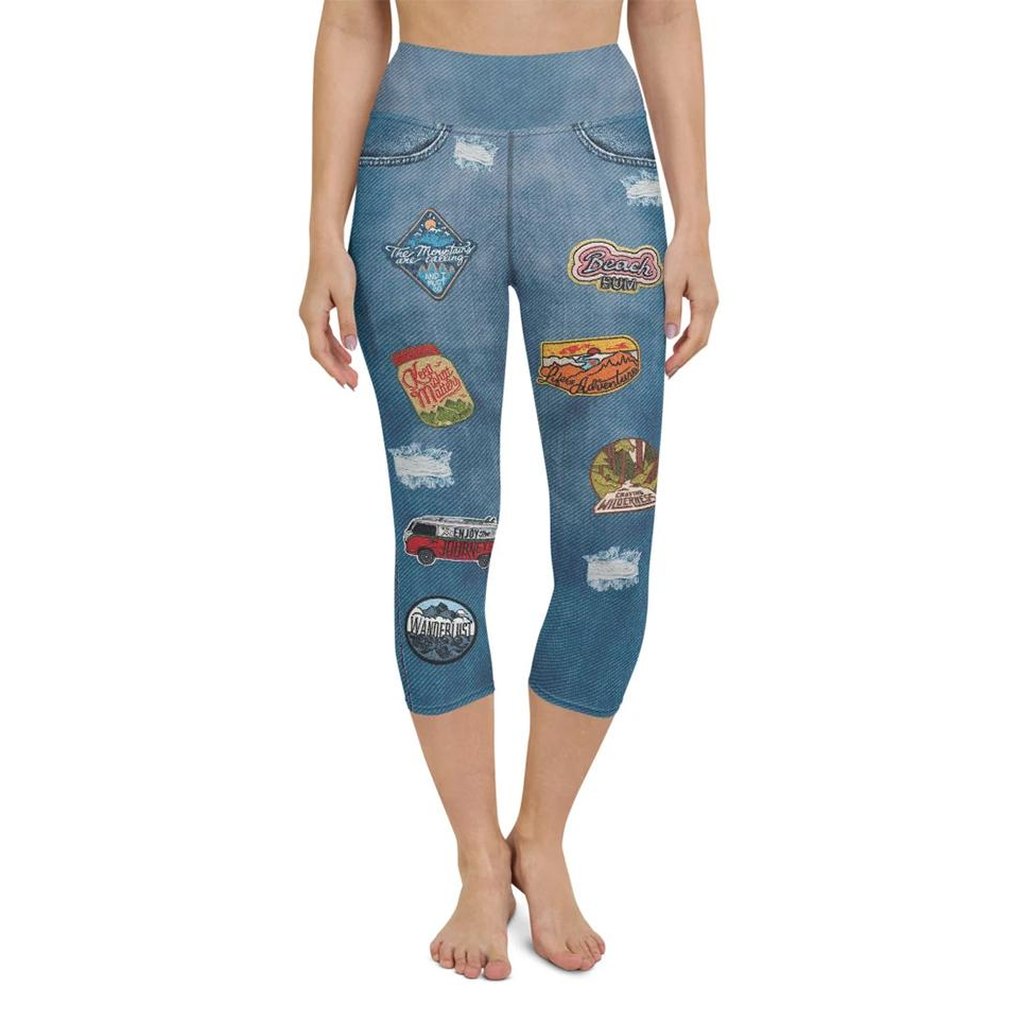 Denim Patch Yoga Capris