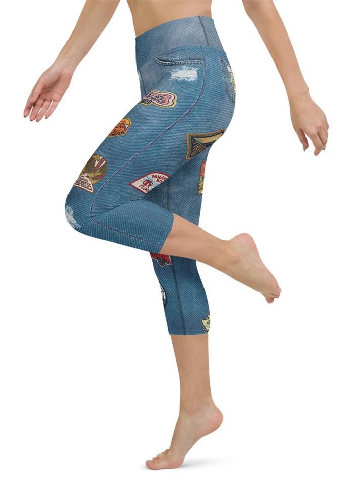 Denim Patch Yoga Capris