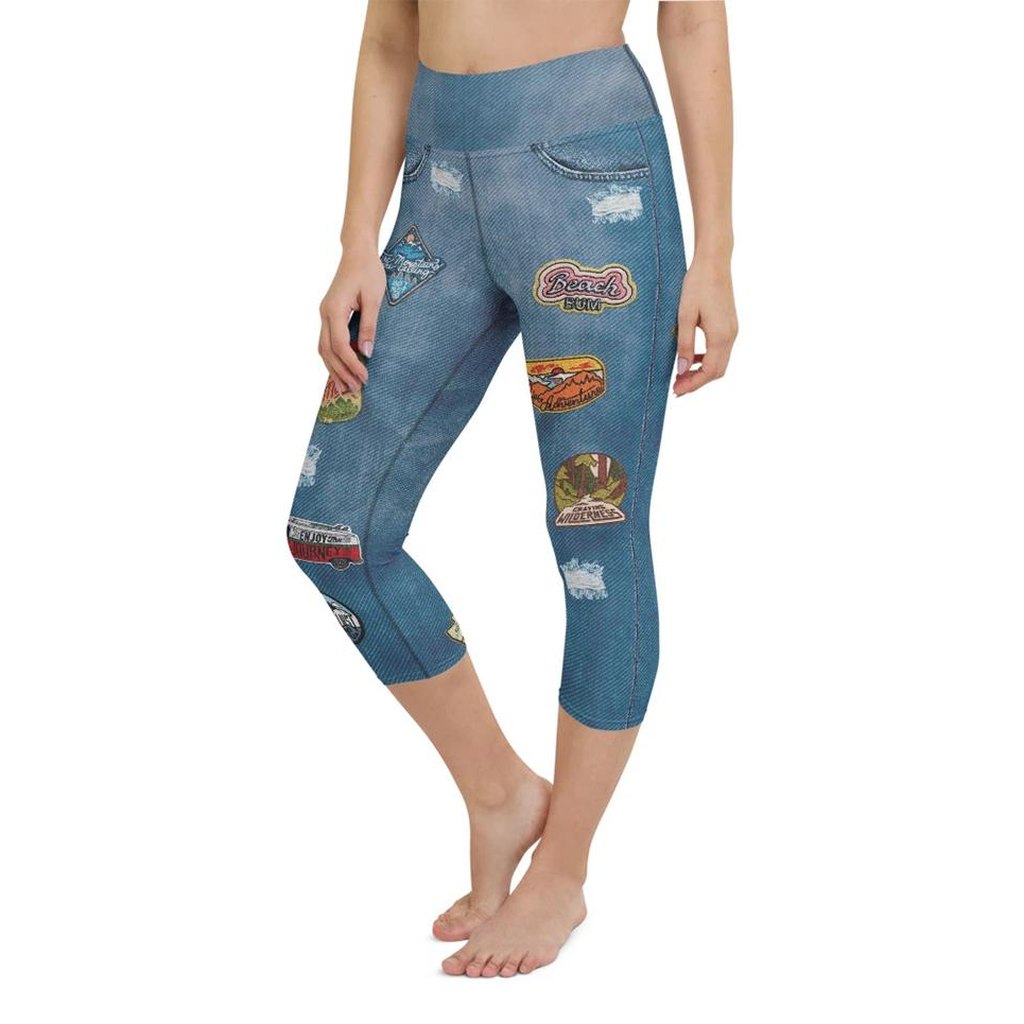 Denim Patch Yoga Capris