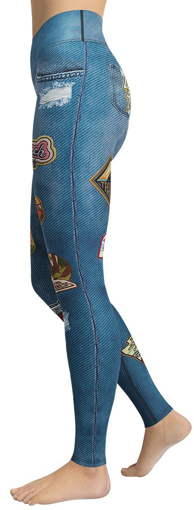 Denim Patch Yoga Leggings